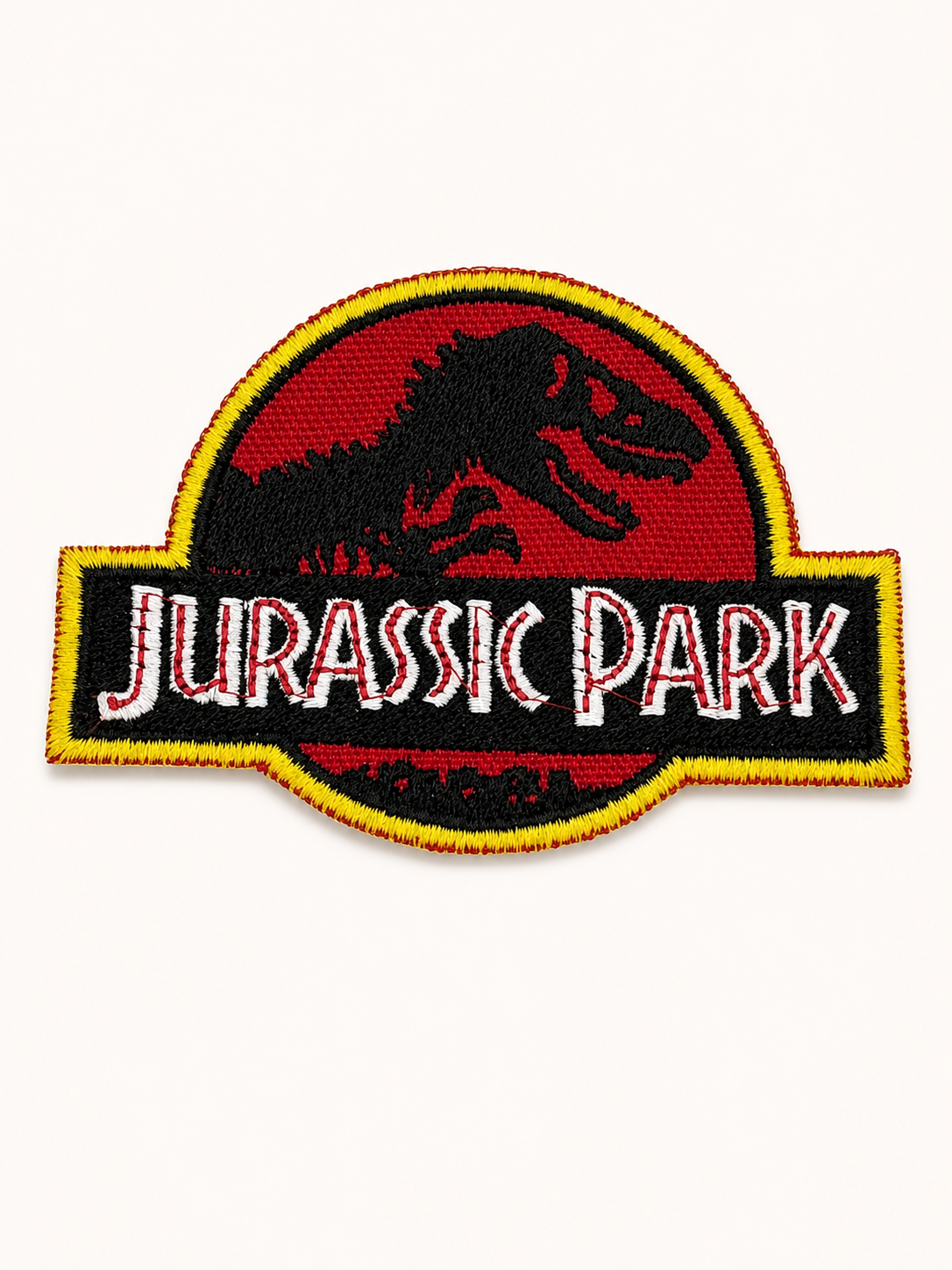 Custom embroidered dinosaur-park cosplay patch made for a Colorado customer