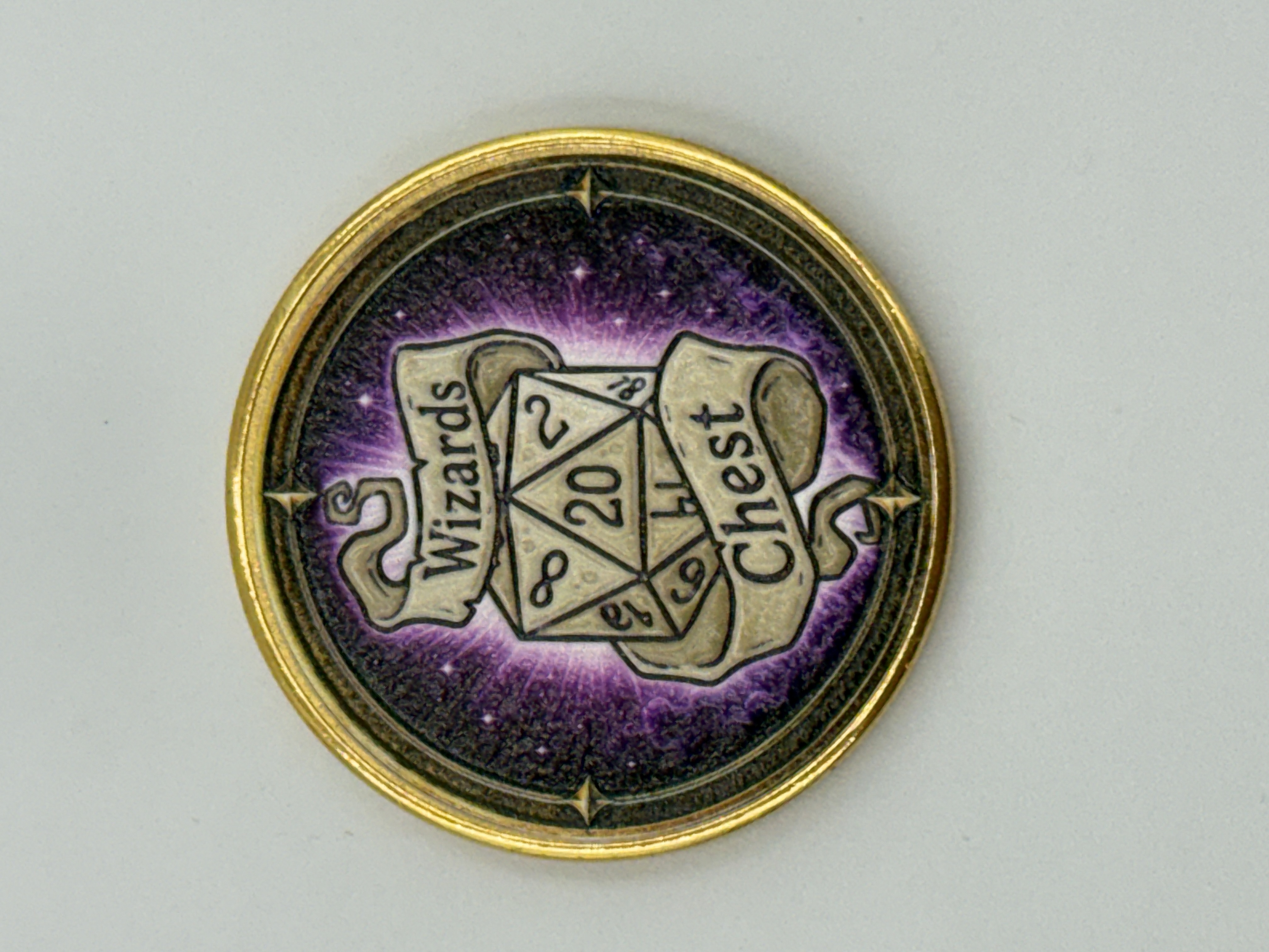 Close view of the Wizards Chest coin face