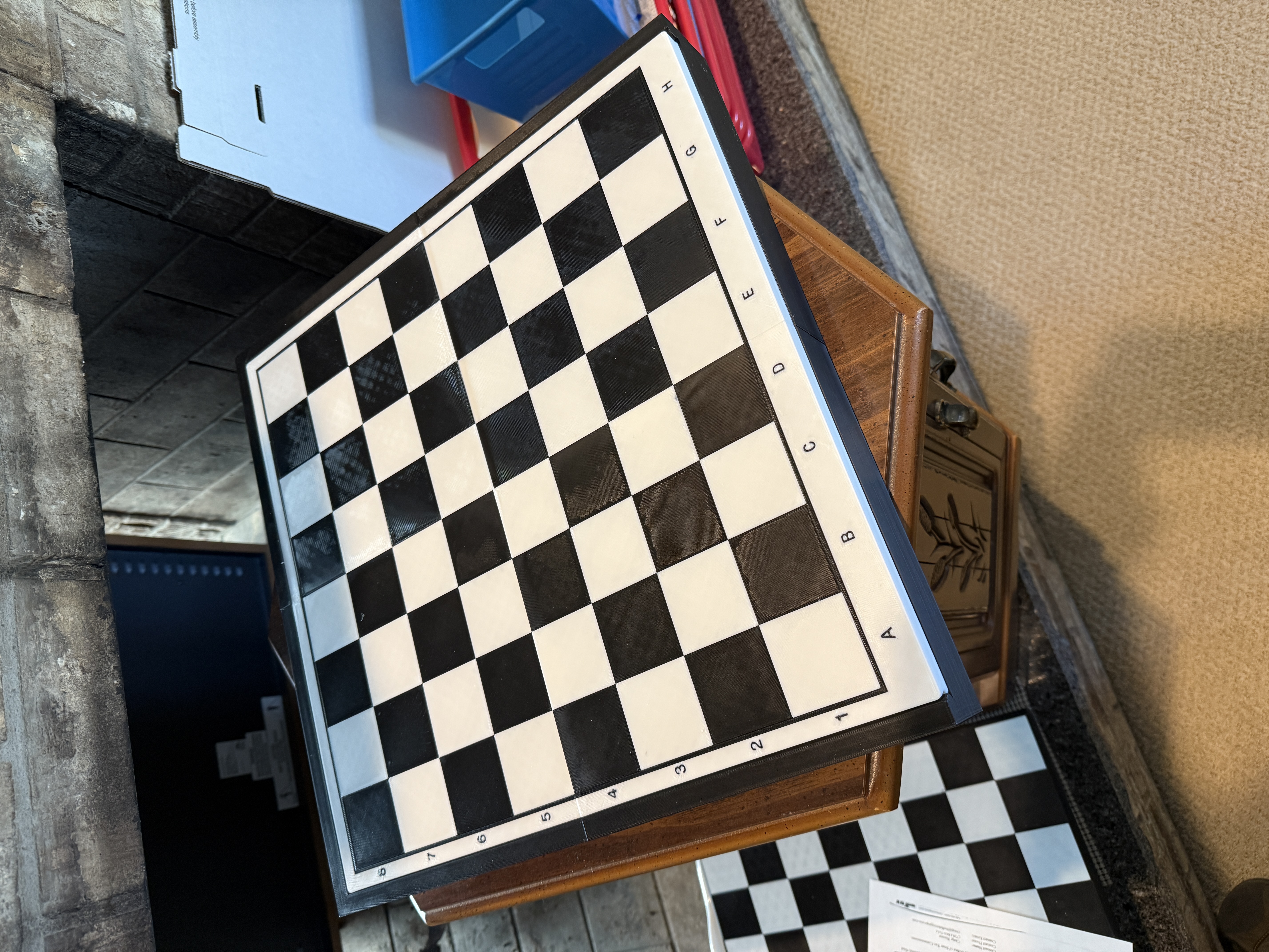 Custom 3D printed chess board without pieces
