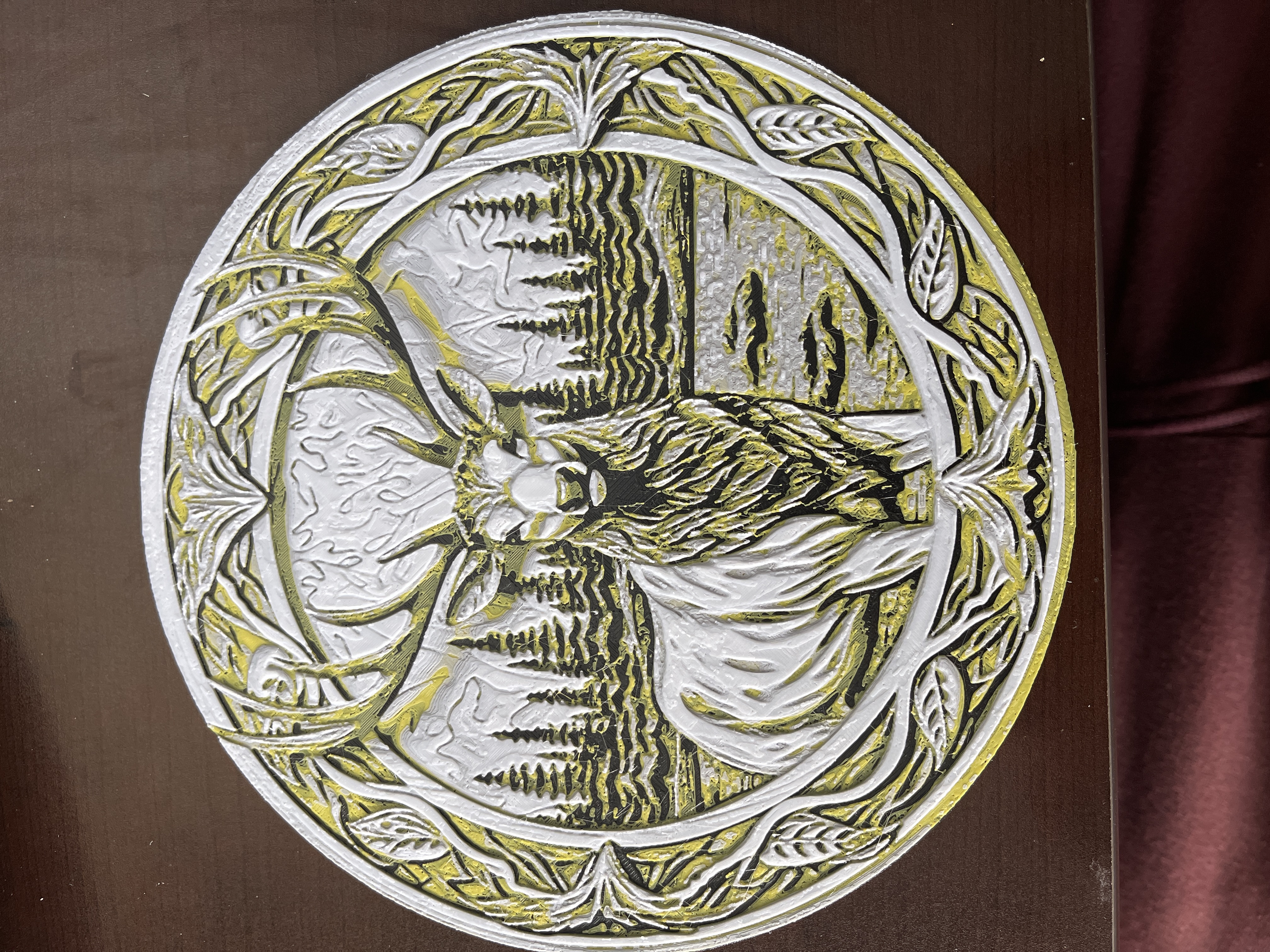 Round HueForge deer wall art print