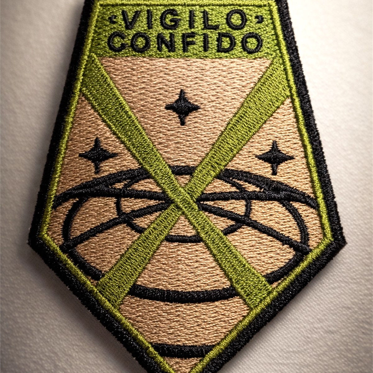 Finished custom patch on decorated apparel